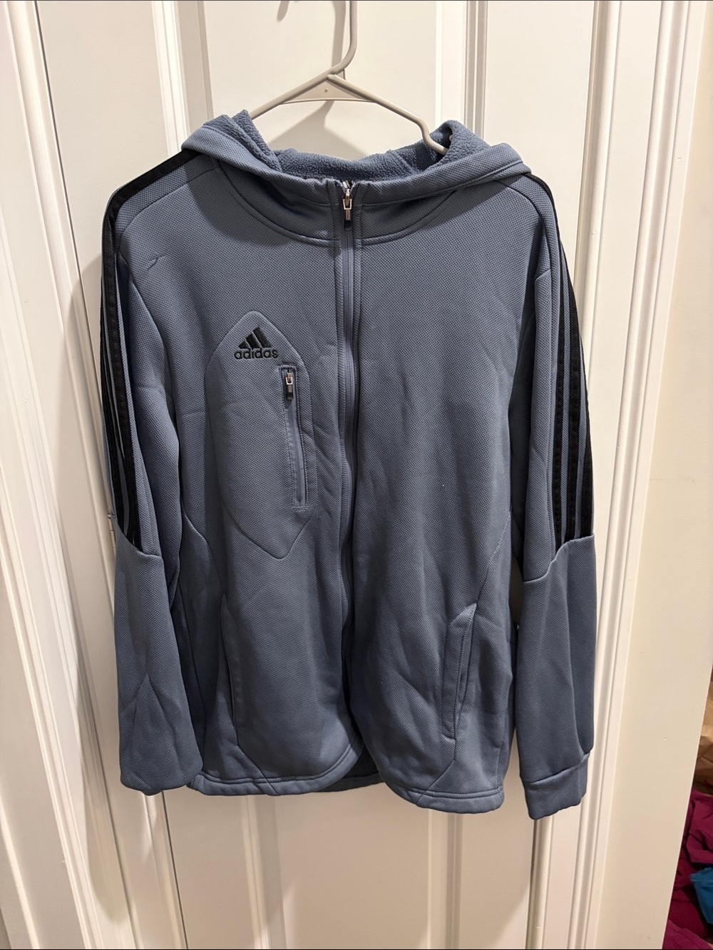 adidas Light Blue Full-Zip Hooded Track Jacket